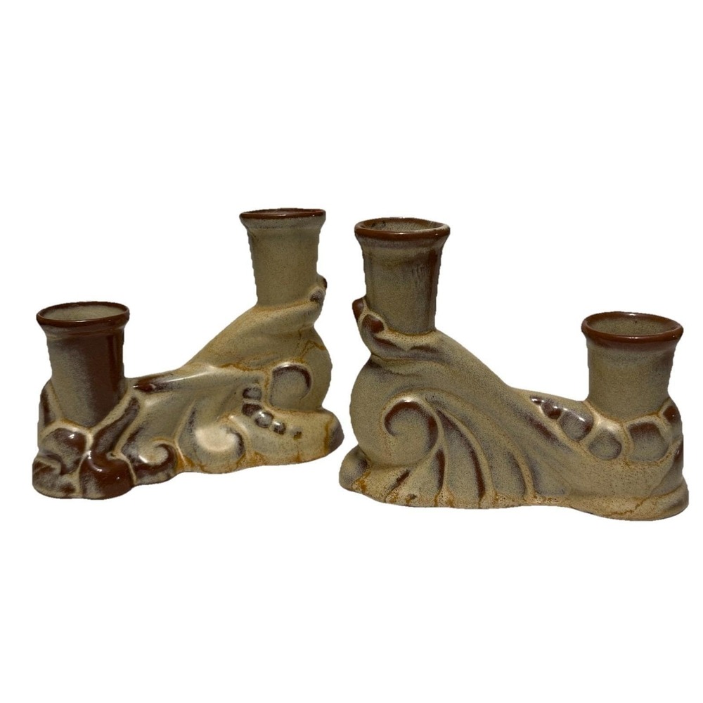 Frankoma USA Art Pottery Dual Candlestick Candle Holder #304 Vintage MCM
